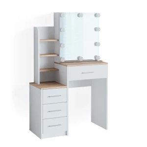 Makeupbord Conrada Hvid/Sonoma 80 cm med LED-belysning Vicco