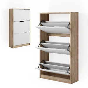 Meuble à chaussure Luca Sonoma/blanc 59x105cm 3 compartiments Vicco