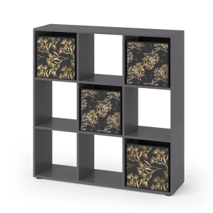 Room Divider Nove Czarny 104 x 108 cm z 4 pojemnikami do składania opt.1 Vicco