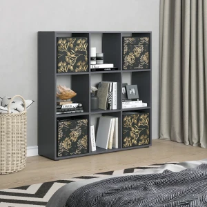 Raumteiler Nove Schwarz 104 x 108 cm mit 4 Faltboxen opt.1 livinity®