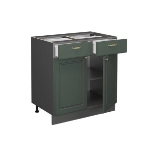 Küchenunterschrank Fame-Line Grün-Gold Landhaus 80 cm ohne Arbeitsplatte livinity®
