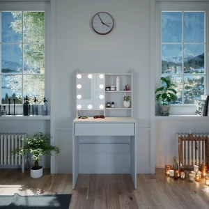 Schminktisch Laura Weiß 70 cm mit LED Beleuchtung livinity®