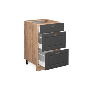 Küchenunterschrank Fame-Line Anthrazit-Gold 50 cm ohne Arbeitsplatte livinity®