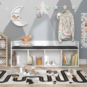 Kindersitzbank Luigi Weiß 142.4 x 53.4 cm Ohne Faltboxen livinity®