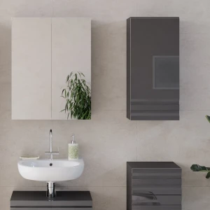 Badschrank Fredd Anthrazit Hochglanz 36.4 x 77 cm livinity®