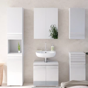Badschrank Fredd Weiß Hochglanz 36.4 x 190.5 cm livinity®