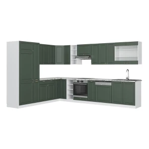 Hjørnekøkken Fame-Line Grøn-Guld Landhus/Hvid 347 x 46 cm uden bordplade Vicco