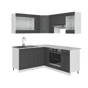 Hjørnekøkken Fame-Line Antracit-guld/hvid 190 x 46 cm uden bordplade Vicco