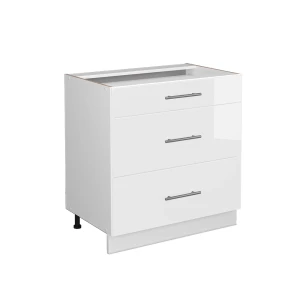 Badeværelsesskab Fame-Line Hvid højglans 80 x 82 cm med 3 skuffer, uden bordplade Vicco