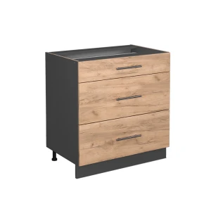 Køkkenskab Fame-Line Gold power oak 80 cm med 3 skuffer, uden bordplade Vicco