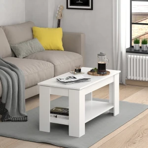 Couchtisch Lorenz Weiß 100 x 50 cm mit Liftfunktion livinity®
