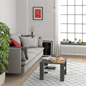 Couchtisch Homer Weiß/Anthrazit 60 x 60 cm livinity®