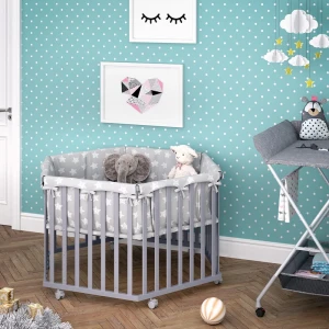 Laufgitter Estrella Grau 128 x 110 cm 6 Ecken livinity®