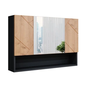 Badspiegelschrank Irma Goldkraft Eiche/Anthrazit 80.1 x 55 cm Vicco