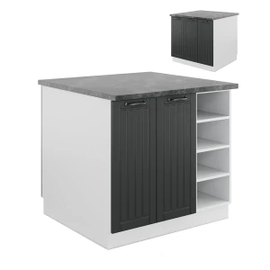 Køkkenø Fame-Line Antracit landhus/hvid 90 cm uden bordplade Vicco