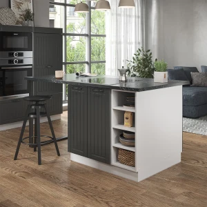 Kücheninsel Fame-Line Anthrazit Landhaus/Weiß 90 cm ohne Arbeitsplatte livinity®