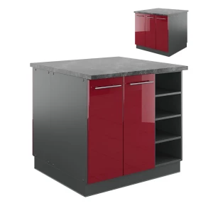 Armário de cozinha com ilha Fame-Line Bordeaux alto brilho/antracite 90 cm sem bancada Vicco