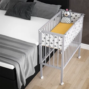 Beistellbett Sophie Grau 94 x 42.5 cm 2 Seitenschienen livinity®