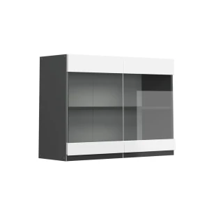 Armario de cocina con vidrio R-Line Blanco 80 cm Forma de J Vicco