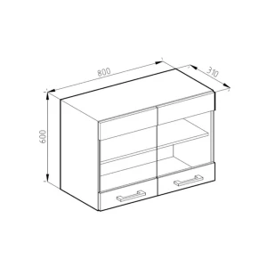 Küchenglasschrank R-Line Weiß 80 cm J-Shape Vicco