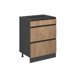 Køkkenskab R-Line Gold power oak 60 cm J-form, med skuffer, uden bordplade Vicco