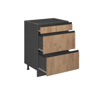 Küchenunterschrank R-Line Goldkraft Eiche 60 cm J-Shape, mit Schubladen, ohne Arbeitsplatte livinity®