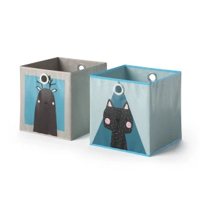 Foldningsboks  Grå/Blå 30 x 30 cm Sæt af 2 Vicco