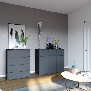 Kommode Ruben Anthrazit 48 x 101.6 cm mit 4 Schubladen livinity®