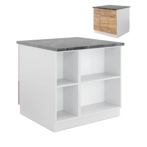 Køkkenø Fame-Line Gold power eg/hvid 90 cm med skuffe, uden bordplade Vicco