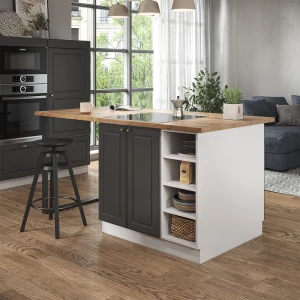 Kücheninsel Fame-Line Anthrazit-Gold/Weiß 90 cm ohne Arbeitsplatte livinity®