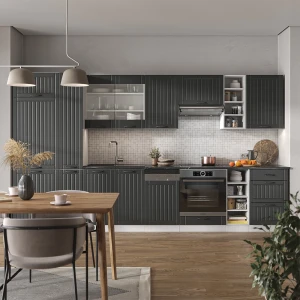 Küchenzeile Fame-Line Anthrazit Landhaus/Weiß 355 cm , AP Anthrazit livinity®