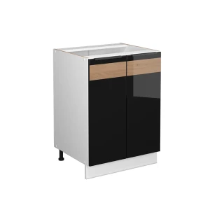 Midt skab Fame-Line Sort eg højglans/hvid 60 x 82 cm uden bordplade Vicco