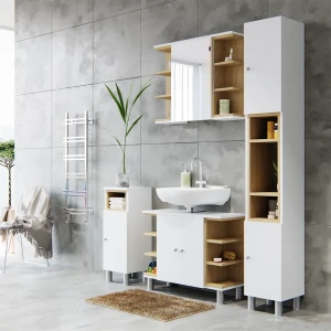 Waschbeckenunterschrank Aquis Weiß 79.6 x 64 cm livinity®
