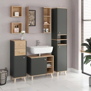 Wandregal Senyo Goldkraft Eiche 25 x 25 cm 2er Set livinity®
