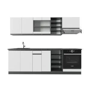 Køkkenrække R-Line Hvid/antracit 240 cm J-form Vicco