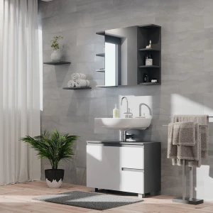 Waschbeckenunterschrank J-Shape Anthrazit/Weiß 80 x 60.8 cm livinity®