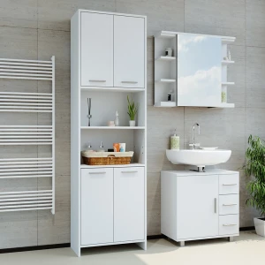 Badschrank Maris Weiß 56.1 x 190 cm Toilettenschrank livinity®