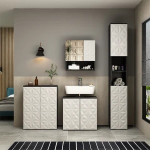 Badmöbel-Set Edge Schwarz 4 Teile livinity®