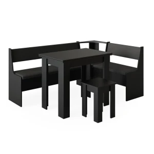 Hjørnebænksgruppe Roman Sort 180 x 120 cm med bord Vicco