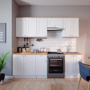 Küchenzeile Bergamo Weiß 240 cm , AP Goldkraft livinity®