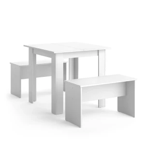 Spisebordssæt Sentio Hvid 80 x 80 cm med 2 bænke Vicco