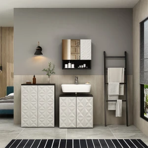 Badmöbel-Set Edge Schwarz 3 Teile livinity®