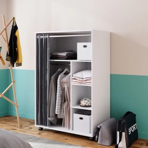 Kleiderschrank Doros Weiß 100 x 146.6 cm mit Rollen livinity®