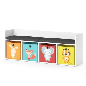 Estante infantil Luigi Blanco 31.2 x 53.4 cm con 4 cajas plegables opc.1 Vicco