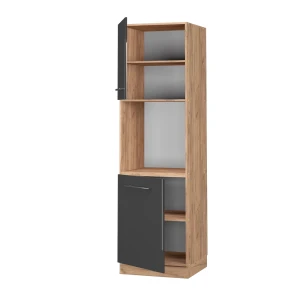 Herdumbauschrank Fame-Line Anthrazit Hochglanz 60 cm offen livinity®