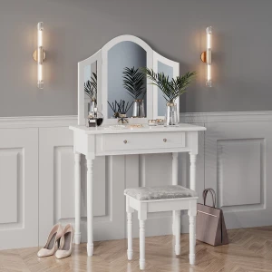 Schminktisch Kate Weiß 80 cm mit Hocker livinity®