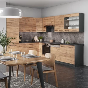Eckküche Fame-Line Goldkraft Eiche/Anthrazit 287 x 227 cm, AP Marmor livinity®