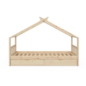 Husseng Design Naturligt træ 90x200 cm med 2 skuffer Vitalispa