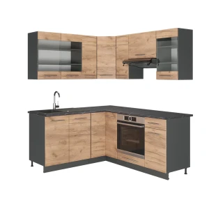 Hjørnekøkken Fame-Line Guld power eg/antracit 190 x 46 cm uden bordplade Vicco
