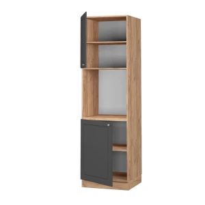 Herdumbauschrank Fame-Line Anthrazit-Gold 60 cm offen livinity®